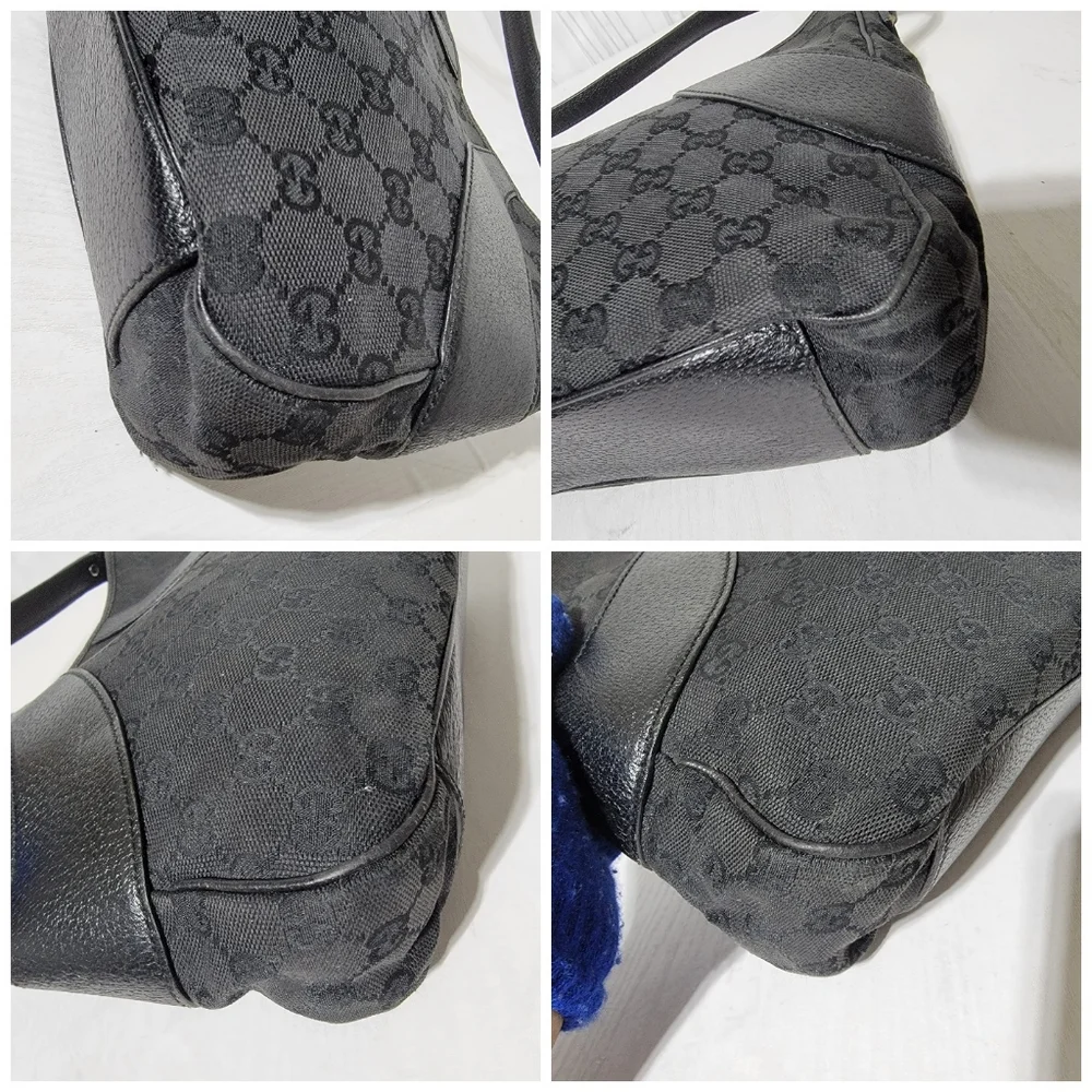 GUCCI Monogram Curved Hobo GG Canvas with Leather Bag